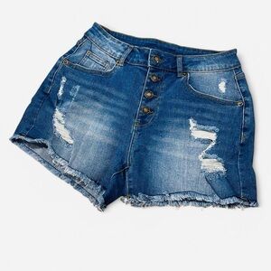 Denim Cutoff Distressed High-Waisted Shorts Small